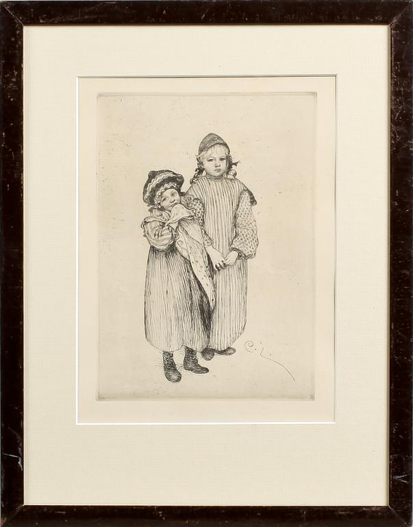 CARL LARSSON, etsning, signerad i plåten.