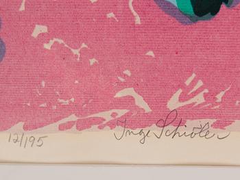 Inge Schiöler, lithograph in colours, signed 12/95.
