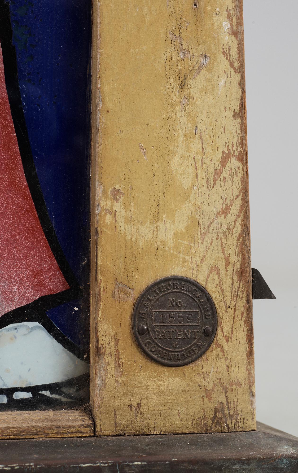 GODISAUTOMAT, "Nisses äkta bröstkarameller", M & L Thorengard, Köpenhamn, 1920/30-tal.