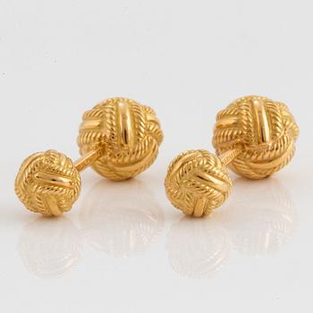 A pair of Tiffany & Co 18K gold cufflinks designed by Schlumberger.