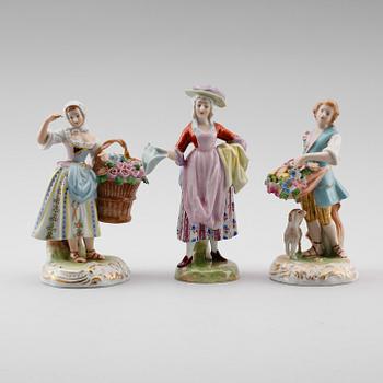 FIGURER, 3 st, porslin, Dresden, 1900-talets mitt.