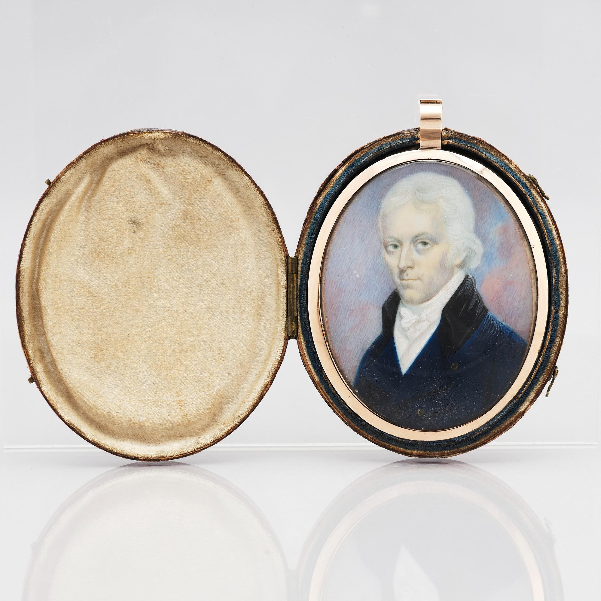 Unknown artist early 19th century. Gentleman in a blue redingot.