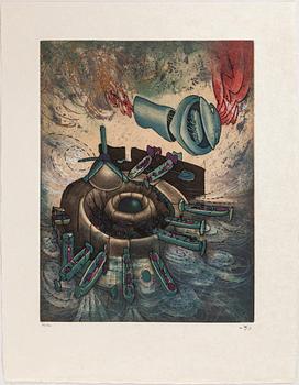 ROBERTO MATTA, 10 pieces of aquatint etchings named "Home' Mére", signed and numbered 78/100.