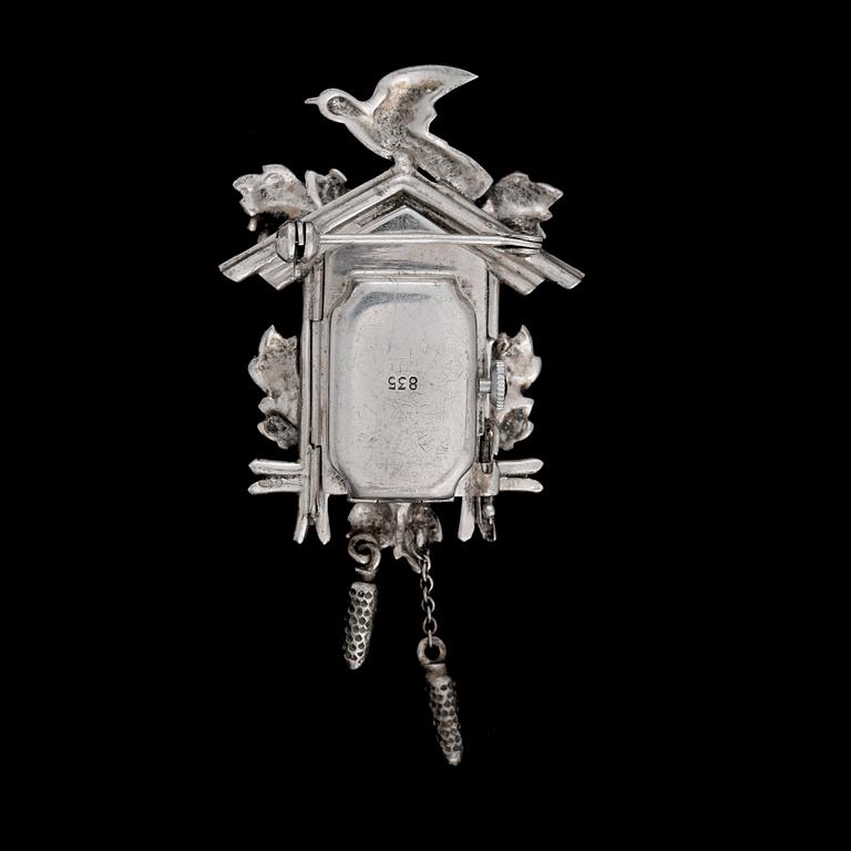 BROSCH MED UR, silver, 1900-tal.