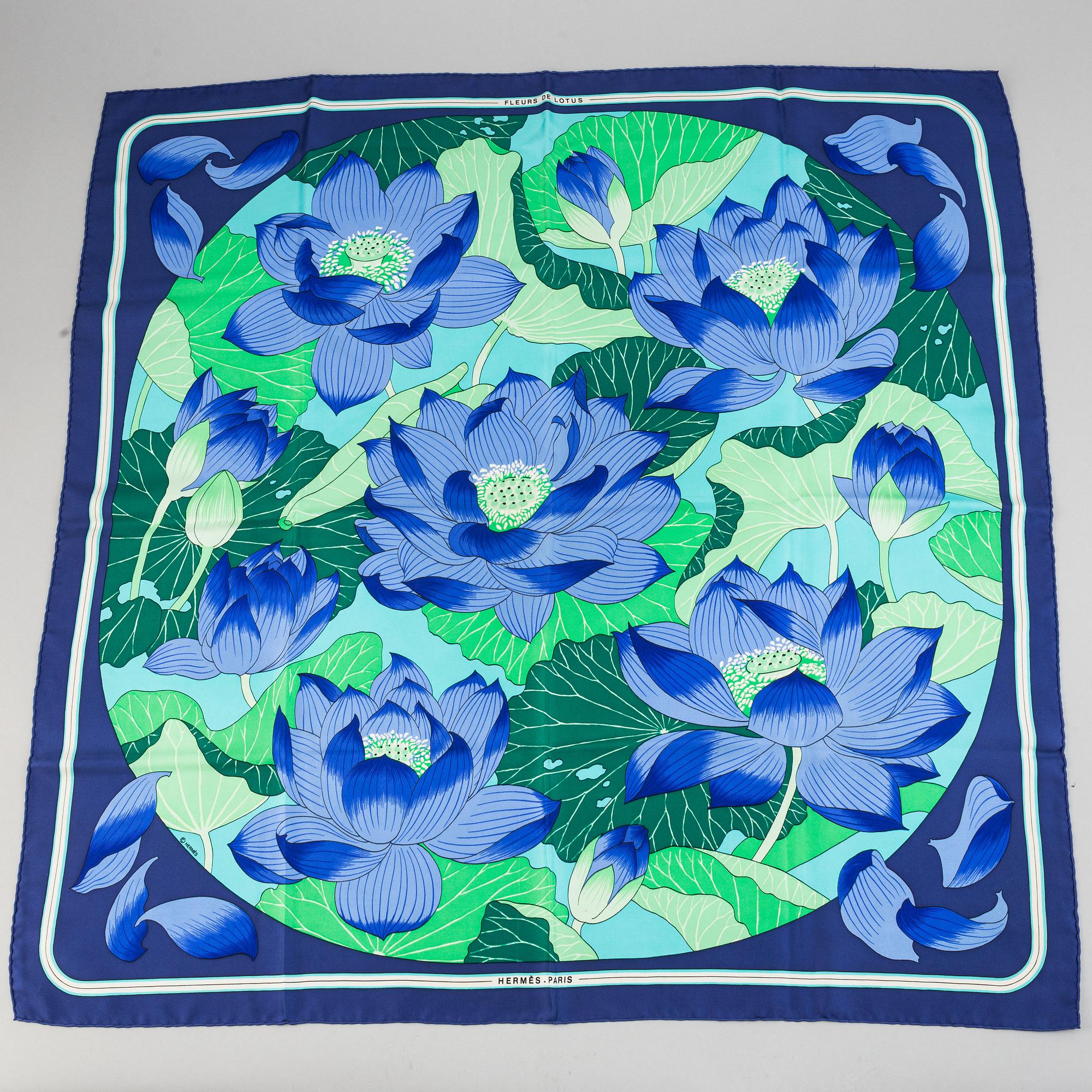 Hermès, Scarf, 'Fleurs De Lotus'.