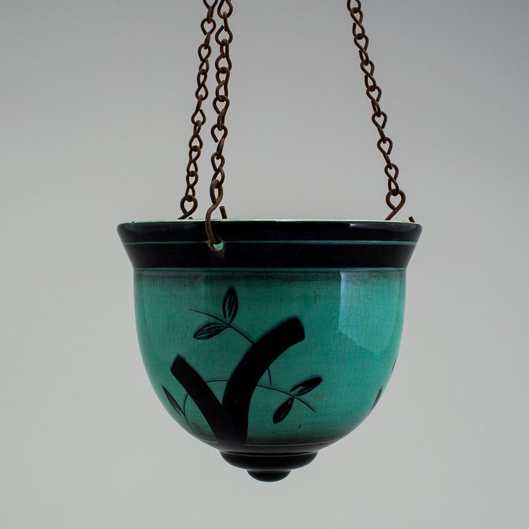 A hanging flower pot by Ilse Claesson of the "V series" for Rörstrand, 1930´s.