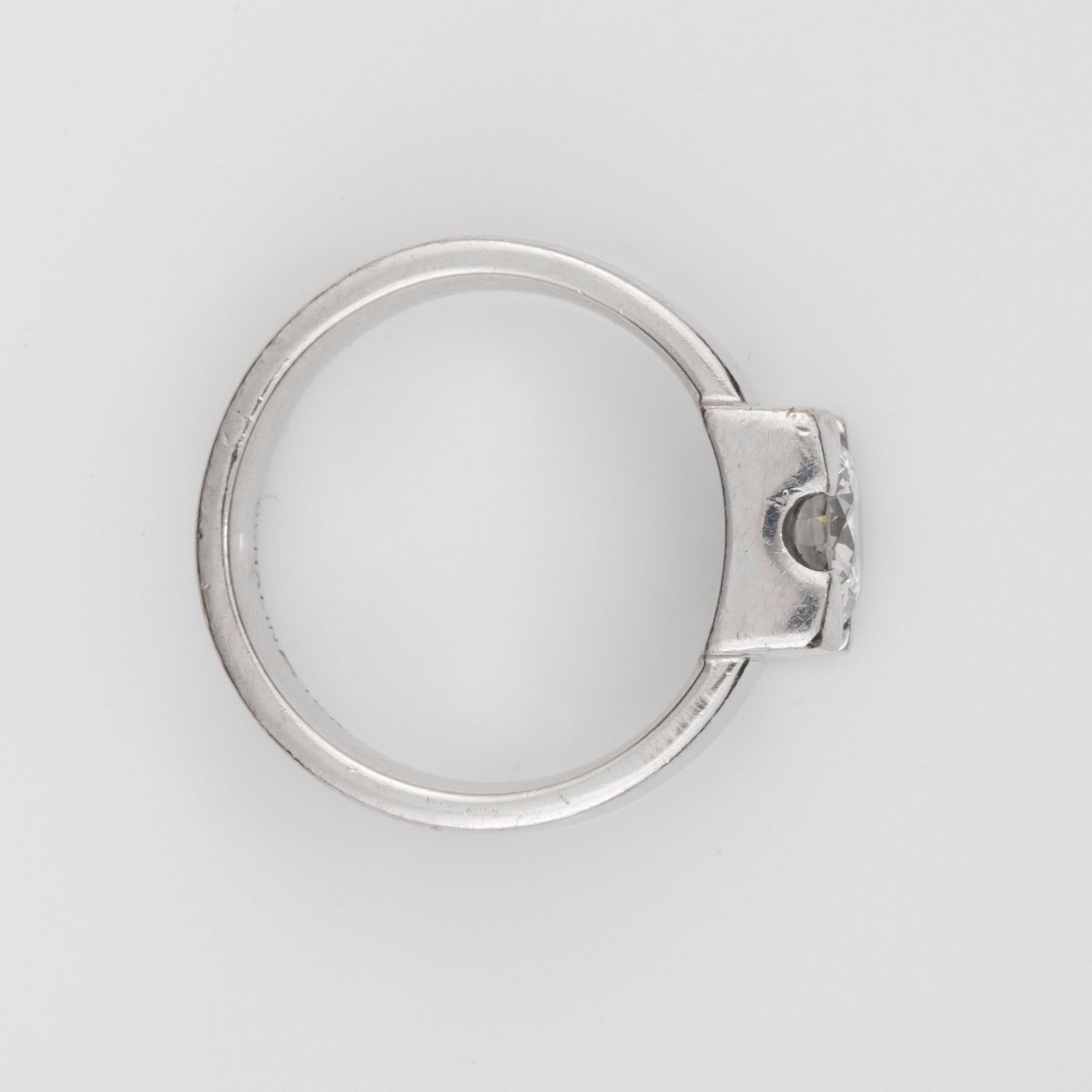 An old-cut diamond, 1.40 cts according to engraving, ring. Quality circa G-H/SI.