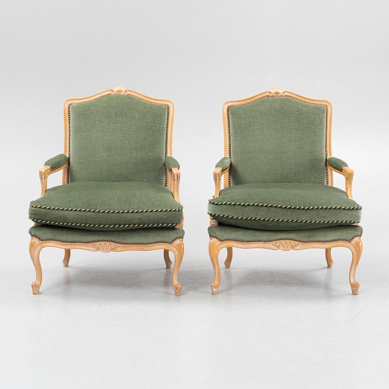 Armchairs, a pair, Rococo style, second half of the 20th century.