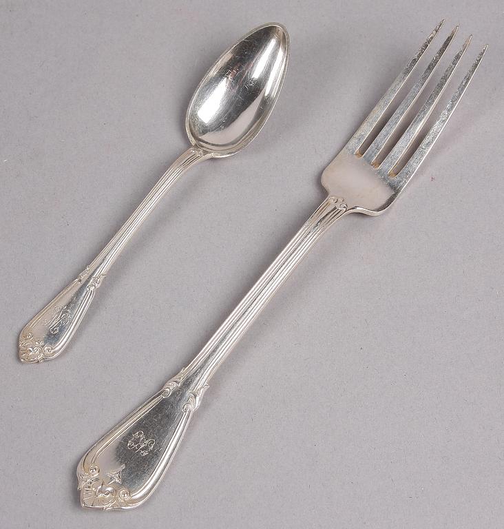 BESTICK, 24 st, silver, "Greque", Carl Andreas Kjernås, Göteborg, 1870-90-tal. Ca 1400 g.