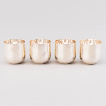 TAPIO WIRKKALA, A set of four hammered silver beakers, mark TW Kultakeskus, Hämeenlinna 2009.