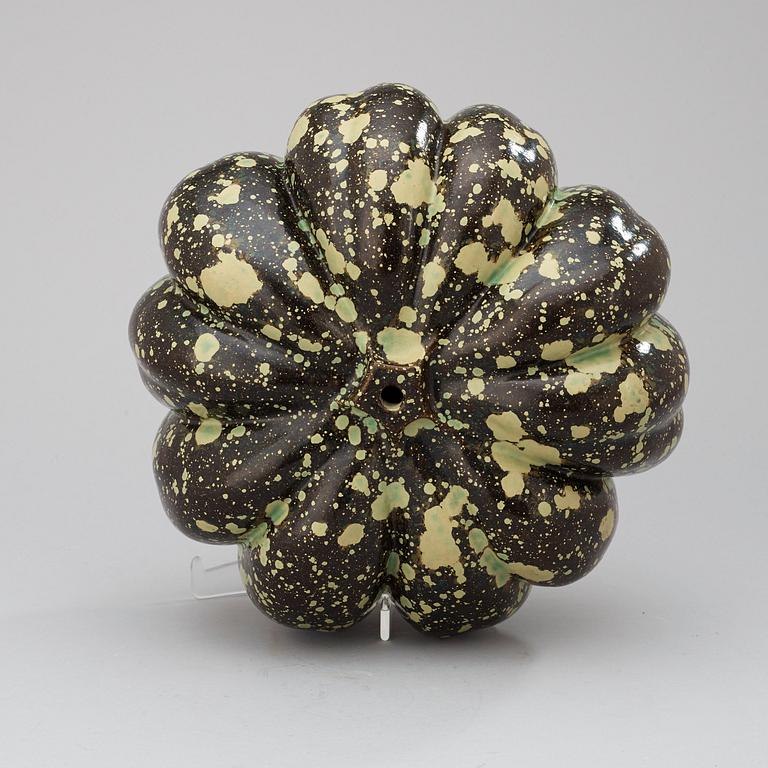 A Hans Hedberg faience spinach glazed pumpkin, Biot, France.