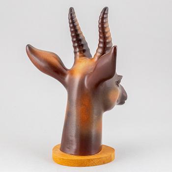 GUNNAR NYLUND, a stoneware sculpture of a gazelle's head, Rörstrand, Sweden.