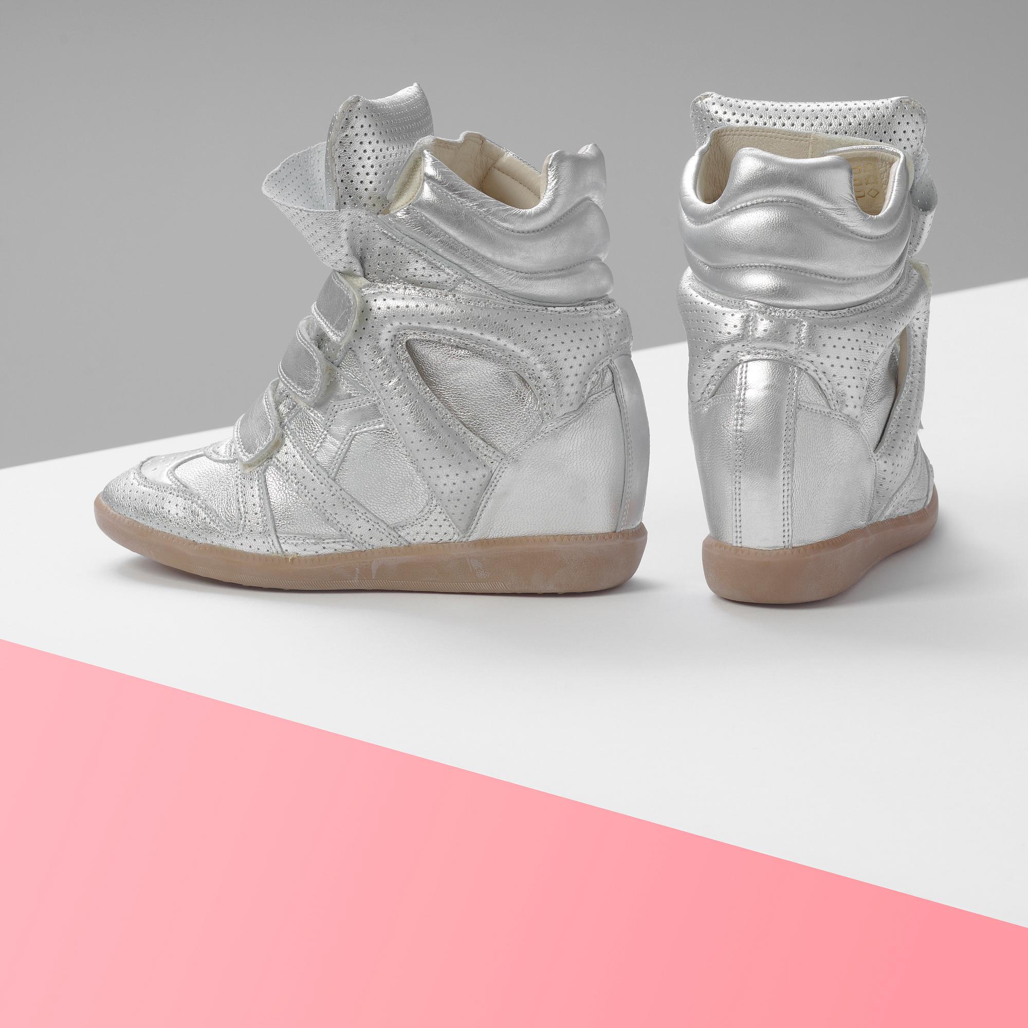 A pair of silvercoloured leather sneakers from Isabel Marant, size 38.