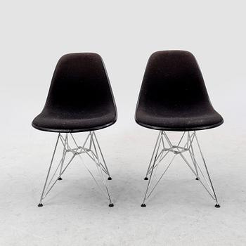 A set fo six Charles and Ray Eames "Plastic chair DSR" from Vitra 2001.