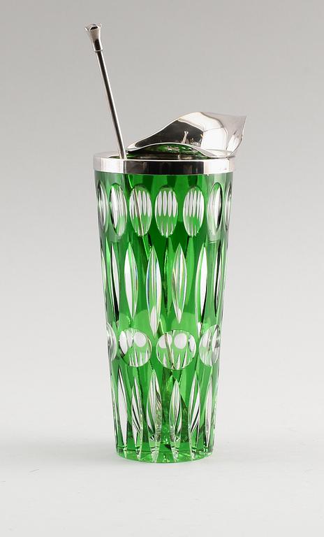 COCKTAILKANNA, glas och nysilver, 1900-talets andra hälft.