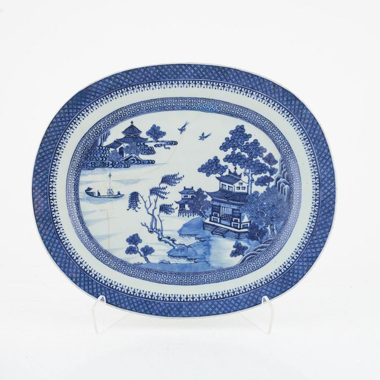 Three blue and white porcelain serving dishes, china, Jiaqing (1796-1820).