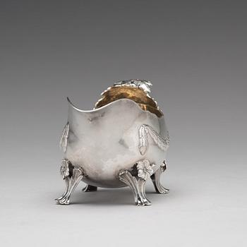 A Swedish 18th century parcel-gilt silver cream-jug, marks of Lars Boye Stockholm 1772.