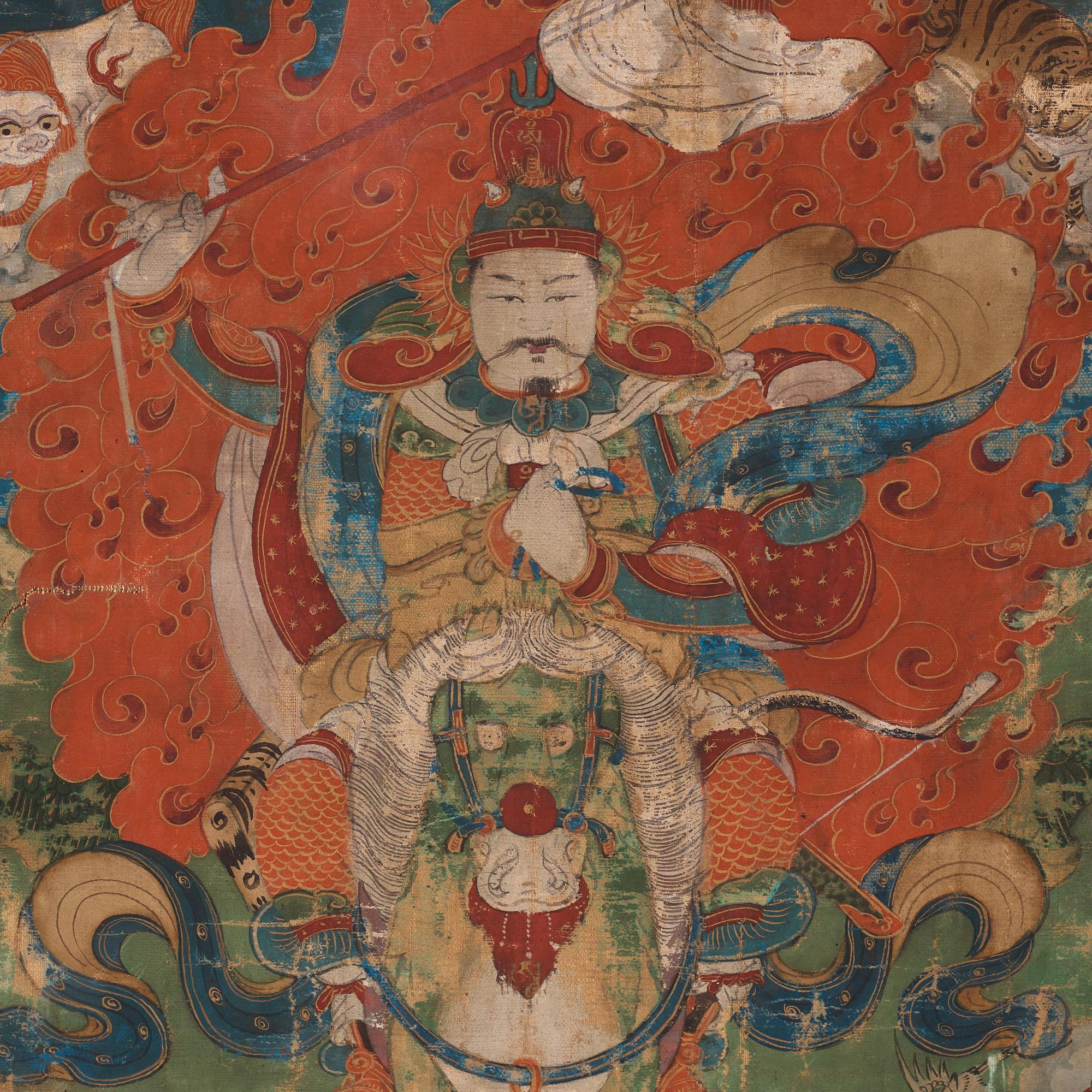 A Mongolian thangka depicting the nine Drala brothers, 19th century.