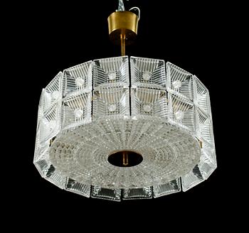 TAKLAMPA, sannolikt Carl Fagerlund, Orrefors, 1900-talets mitt. Höjd ca 45 cm.