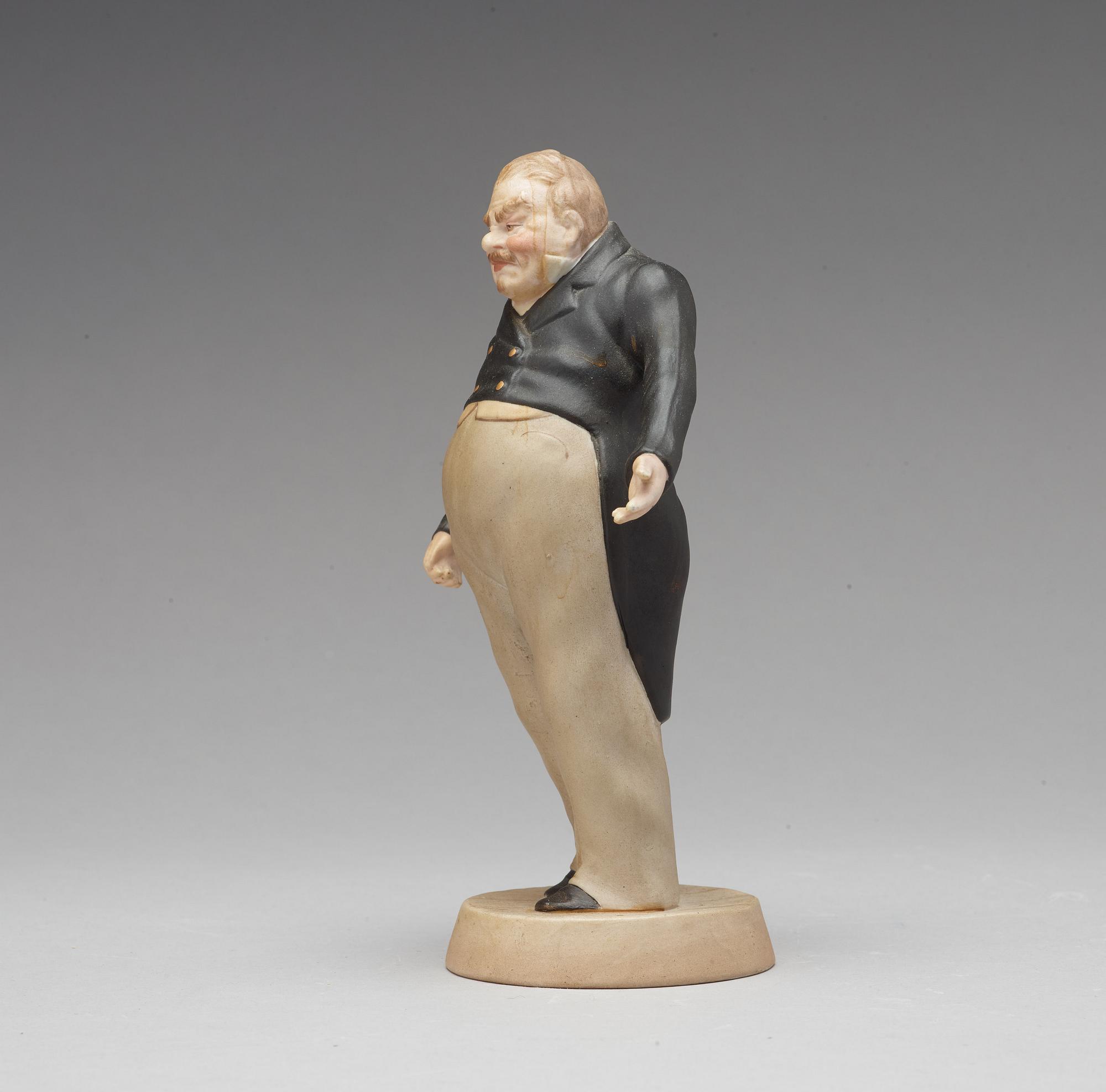 A bisquit porcelain figure of Sobakevich from Gogol's 'Dead Souls', Gardner, Moscow, 1880-1917.