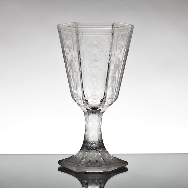 POKAL, glas, "Sex gracer", Simon Gate, Orrefors, 1973.