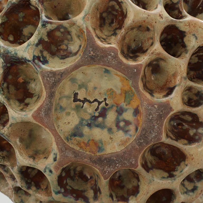 A Hans Hedberg faience sculpture of a sponge, Biot, France.