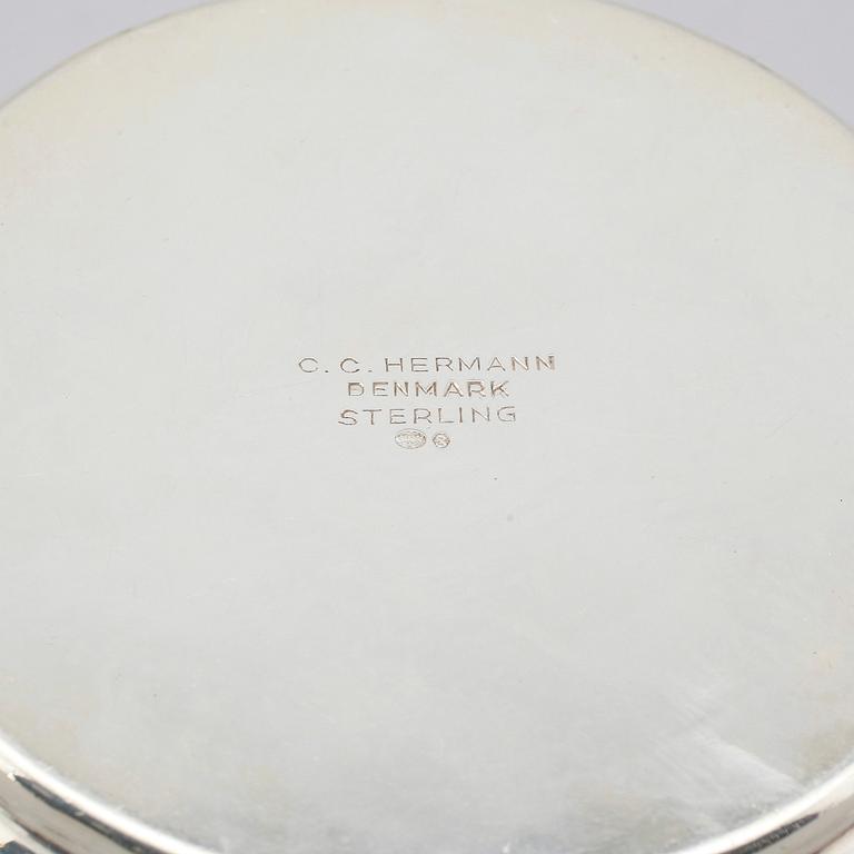 KAFFESERVIS, 3 delar, sterlingsilver, CC Hermann, Danmark. Vikt ca 689 gram.