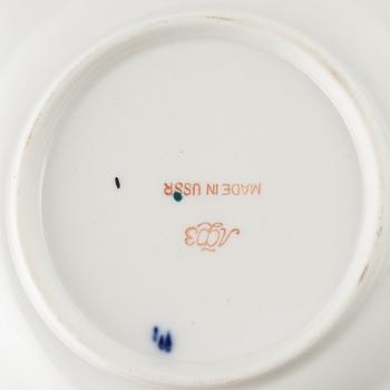 A 37-piece porcelain 'Cobalt Net' coffee and tea set, Lomonosov, Soviet Union.