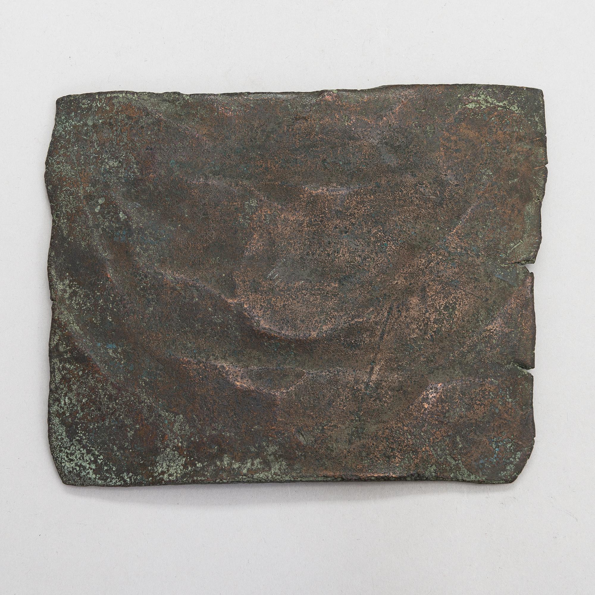 A Swedish copper plate coin, 1 Daler, King Karl XI, 1677.