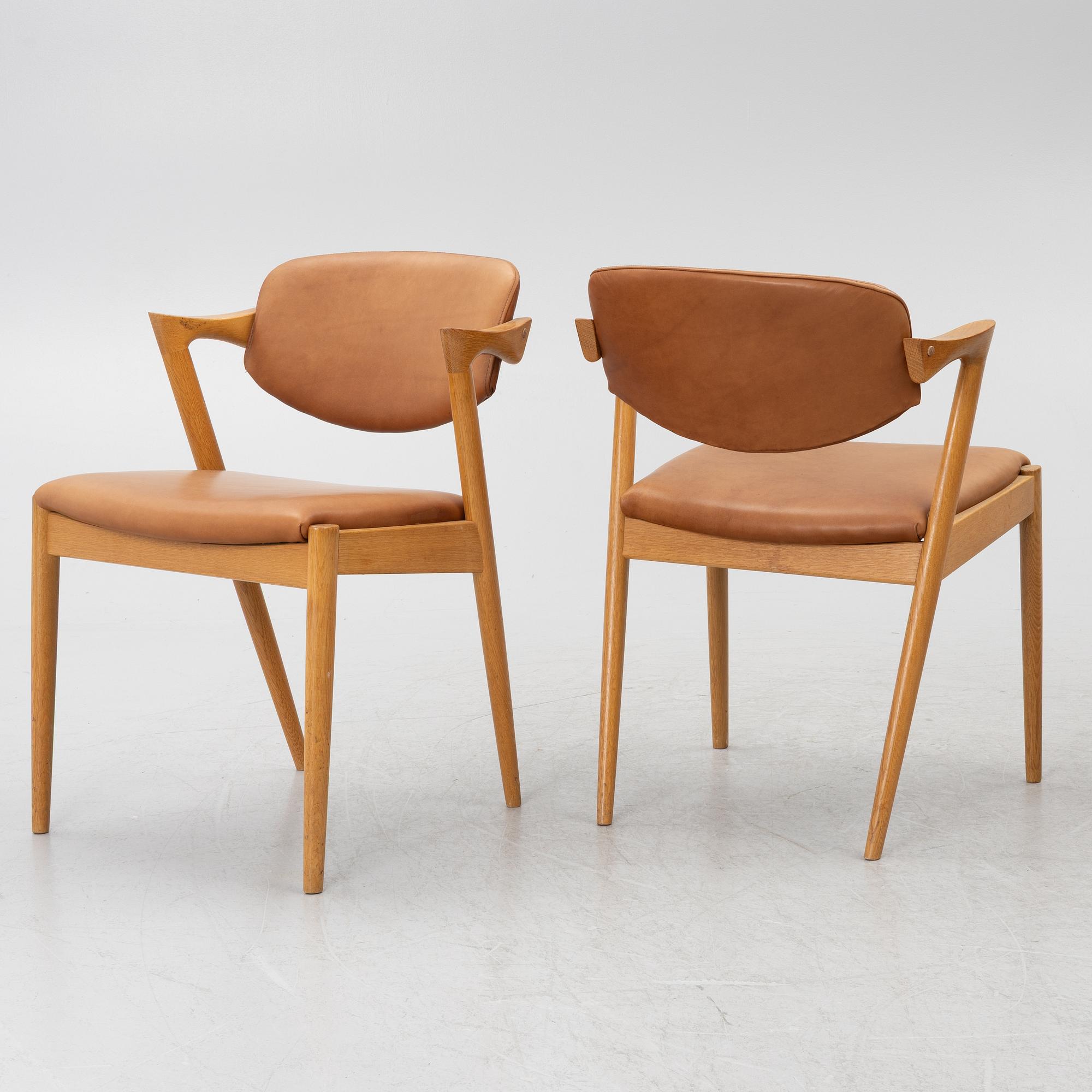 Kai Kristiansen, stolar, fyra stycken, modell 42, Schou Andersen, Danmark, 1950-tal.