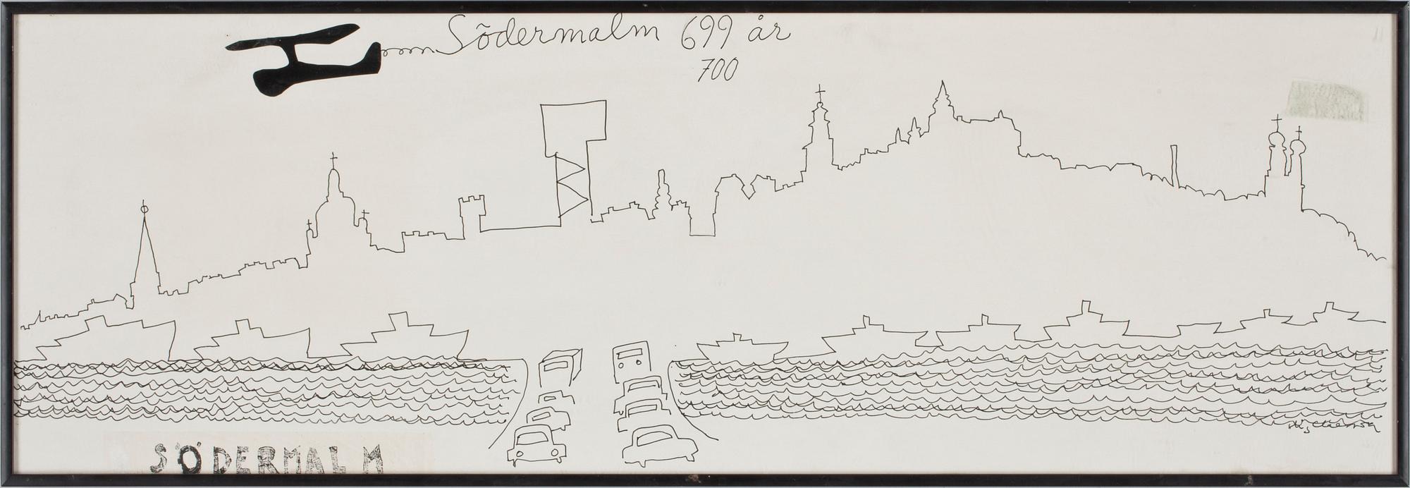 STIG CLAESSON (SLAS), tuschteckning, sign o dat a tergo 88.