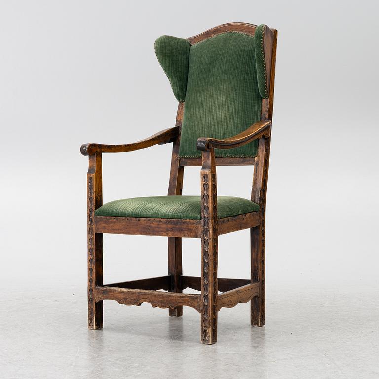 Wingback armchair, 18th century.