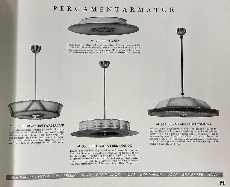 A model '337' ceiling lamp, Nova/ Elhå, Sweden, 1930's/40's.
