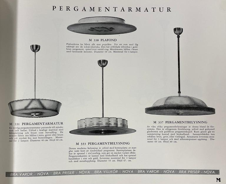 A model '337' ceiling lamp, Nova, Sweden, 1930's/40's.