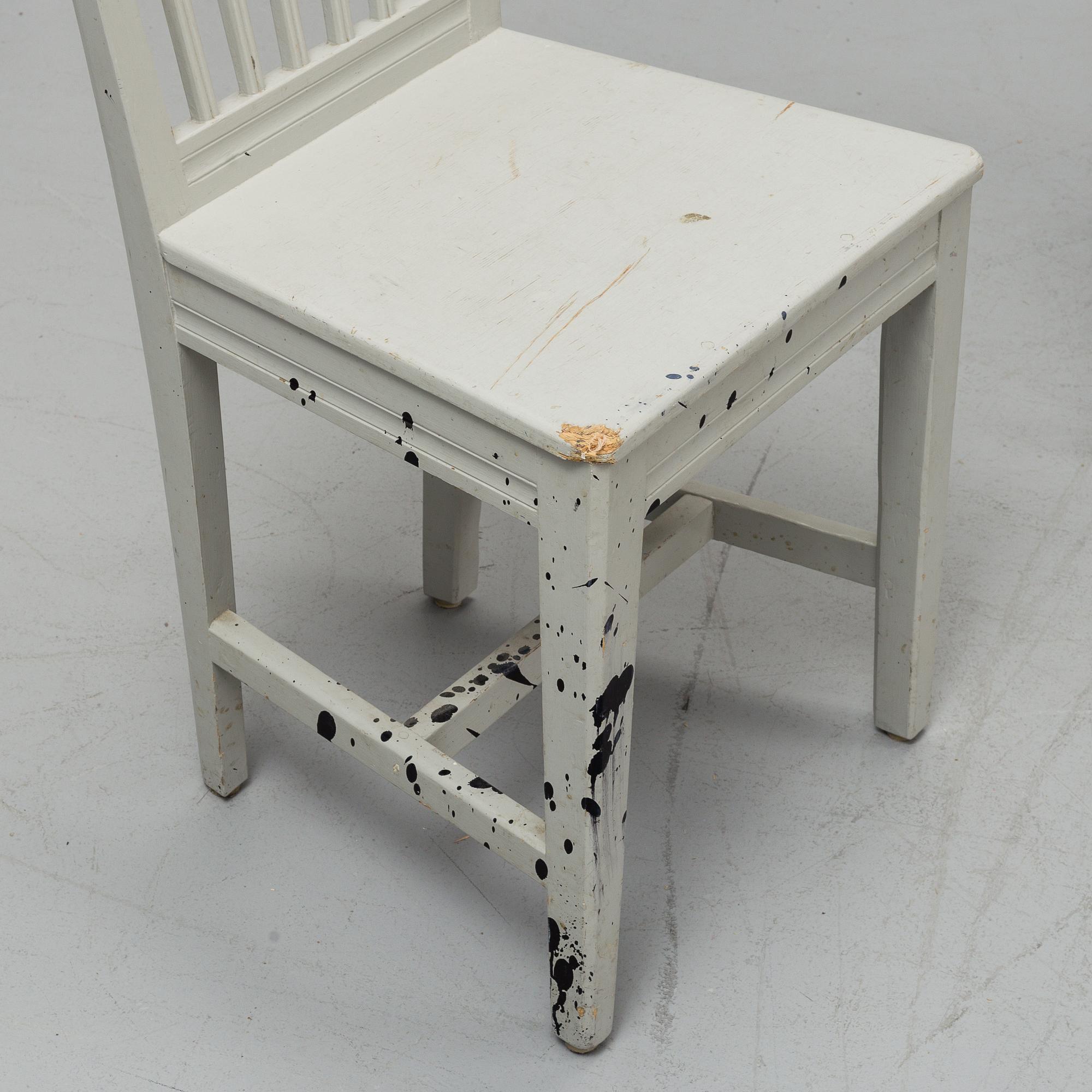 Eight 19th century painted chairs.