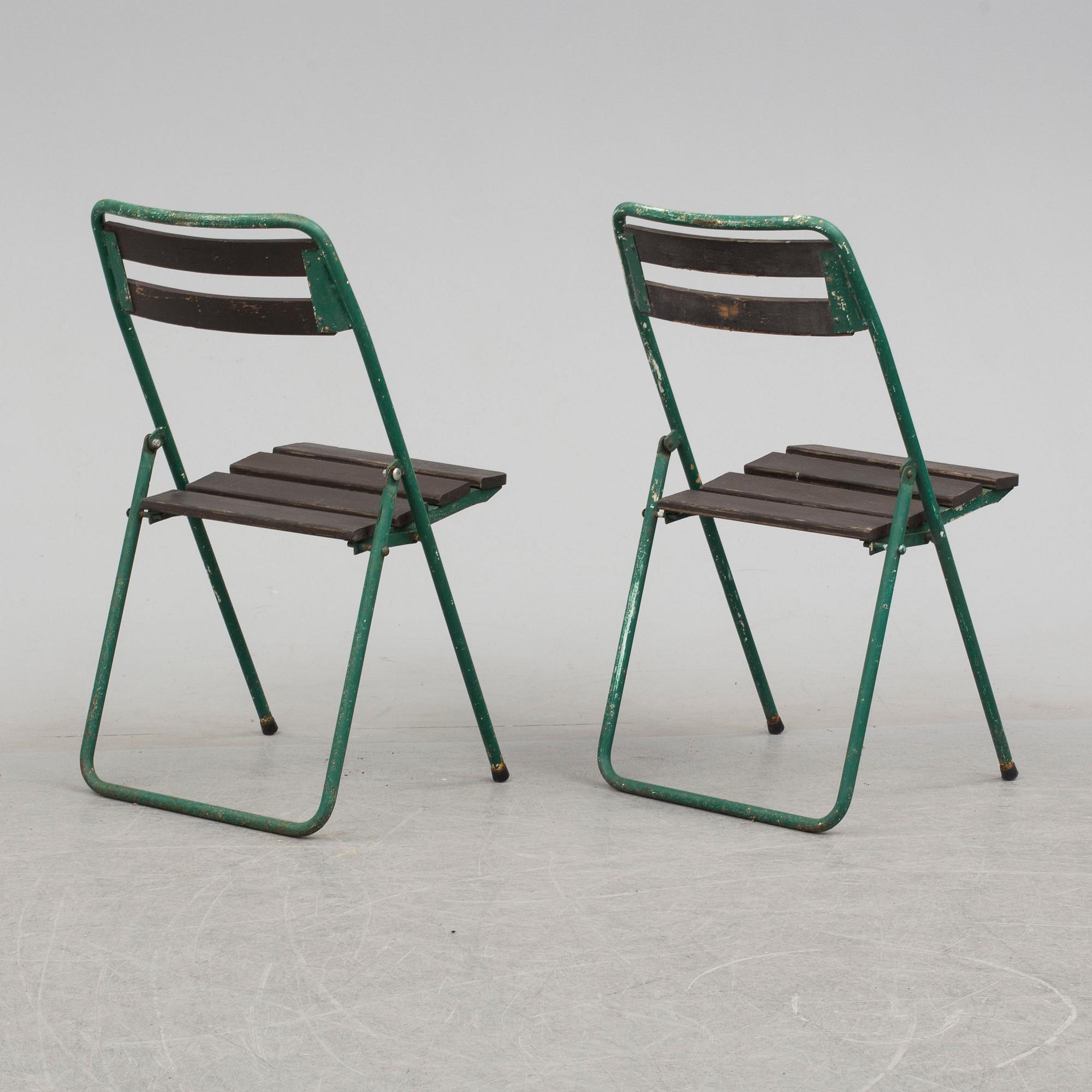 TRÄDGÅRDSSTOLAR/FÄLLSTOLAR, ett par, "B12", Grythyttan, 1960-tal.