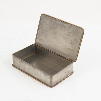 Firma Svenskt Tenn, a pewter and brass box, Stockholm 1936.