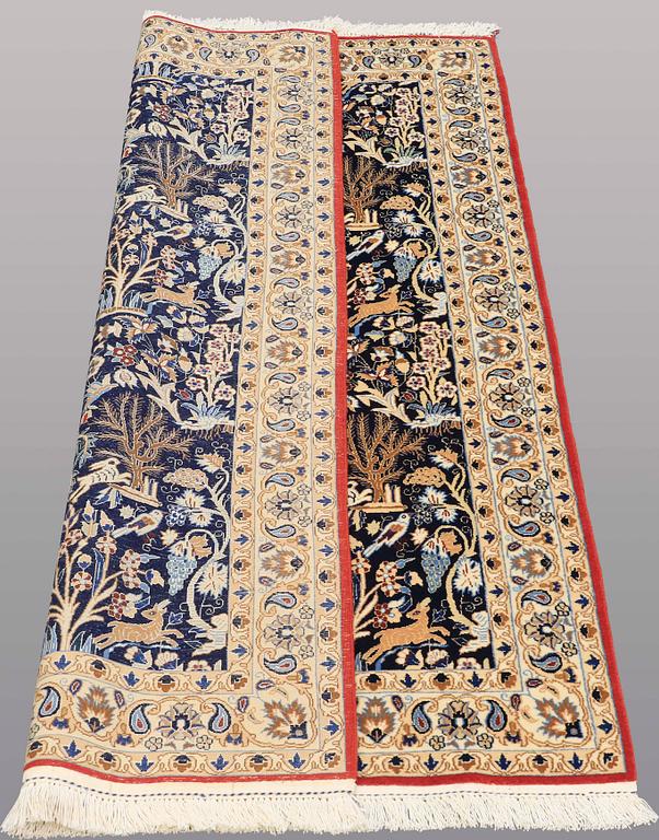 A CARPET, Figural Nain part silk, s.k 9 LAA, 177 x 102 cm.