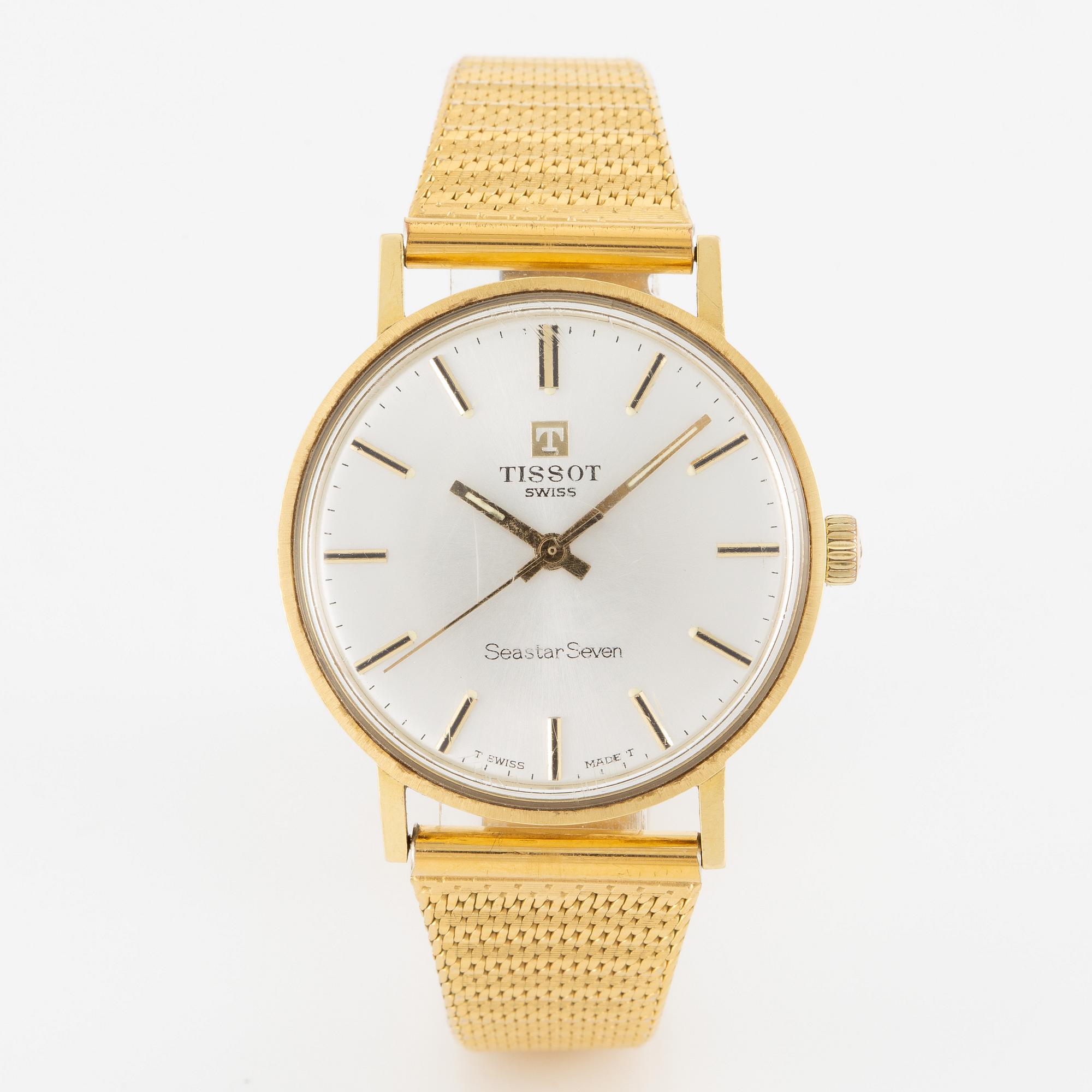 Tissot, Seastar Seven, 18K gold, wristwatch, 33.5 mm.