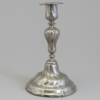 a pewter candlestick by Johan Bruhn, Västervik 1778.