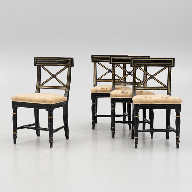 Four chairs, 19th Century.