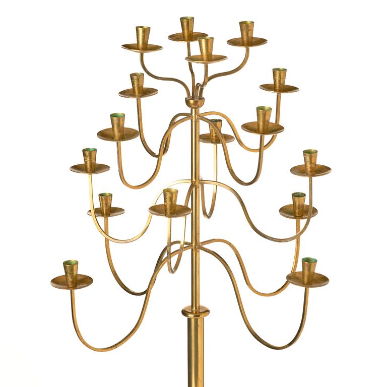 Josef Frank, a brass candelabrum for 16 lights by Svenskt Tenn, Sweden 1940-1950s.