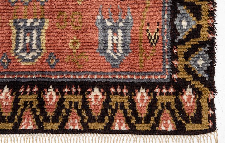 Wall hanging/rug, knotted pile, 1930s, approx. 194 x 138 cm.