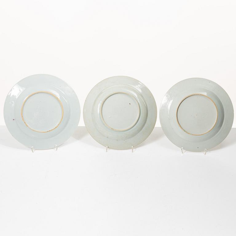 Twelve Famille Rose export porcelain plates, China, yongzheng (1722-35) & Qianlong (1736-95).