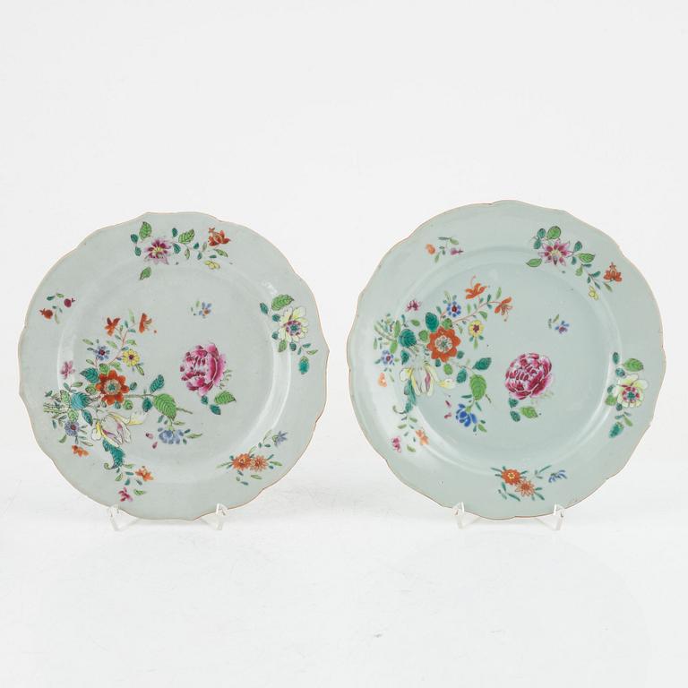 Tallrikar, 9 st, porslin, Kina, Qianlong 1736-95.