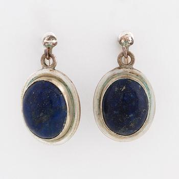 A pair of lapis lazuli earrings by Anders Högberg, Göteborg, 1966.