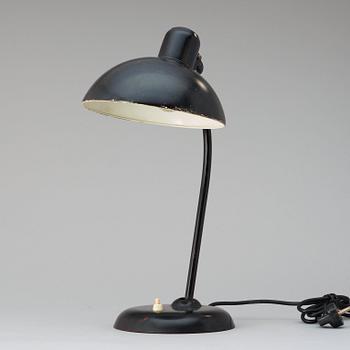 A Christian Dell black lacquered metal table lamp, model 6556, Kaiser & Co, Germany.