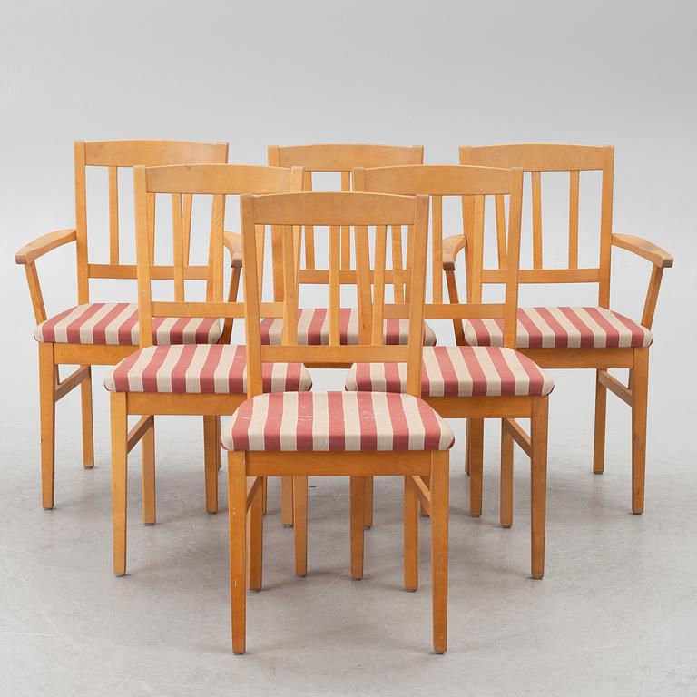 Nils-Göran Gustafsson, 6 stolar, "Öland", samt matbord, Carl Malmsten, Stolab, 2000-tal.