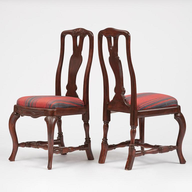 Stolar, fyra stycken, Stockholmsarbeten, 1700-talets senare del, Rokoko.