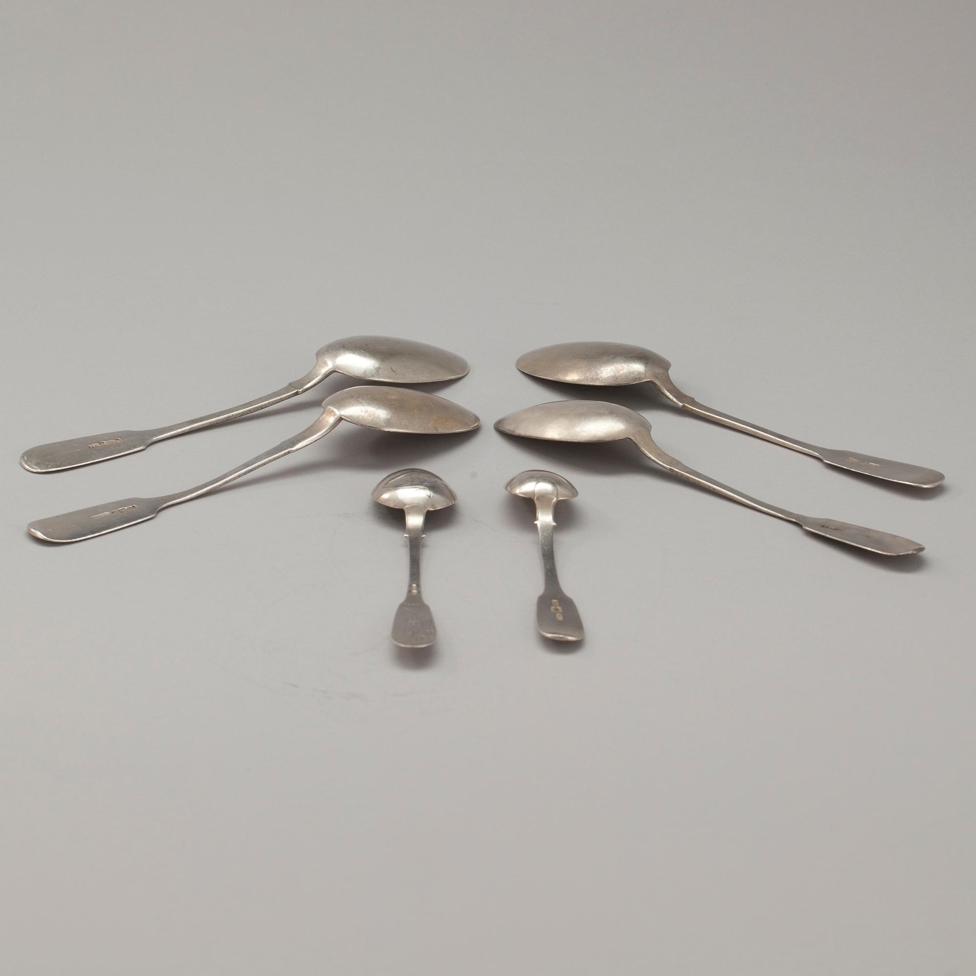 SKEDAR, 4+6, silver, snarlika, bl a Gratschev (Грачевь) Ryssland 1852-1888. Tot. vikt ca 271 g.